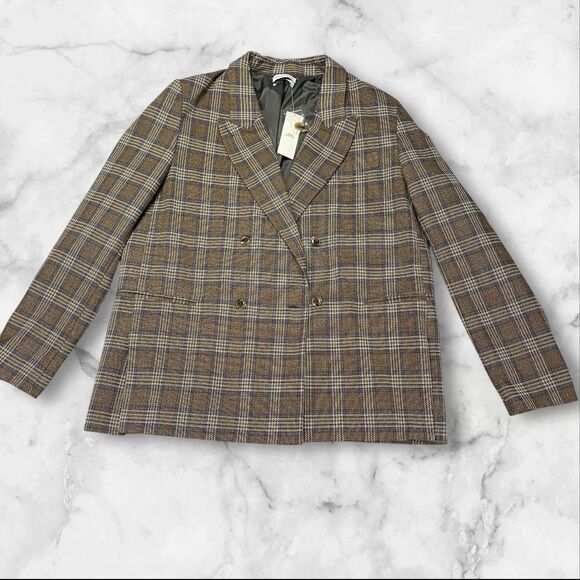 Urban Outfitters Brown Plaid Blazer Womens Size X-Large MSRP: $129 - Picture 11 of 16